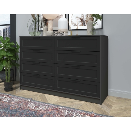 Kомод Тренд КТ-К157 (Антрацит ЛДСП/ Черный ЛМДФ) Ш1565 В1020 Г451